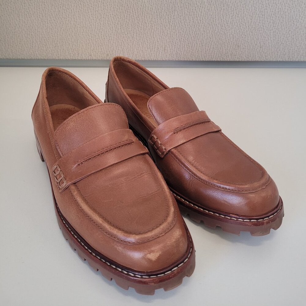 Madewell Corinne lug sole brown loafers in Dried Maple